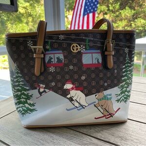 Giani Bernini Sledding Skiing Bears Tote Bag NWT